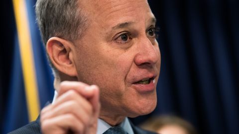 New York Attorney General Eric Schneiderman speaks during a press conference at the office of the New York Attorney General, September 13, 2016 in New York City.