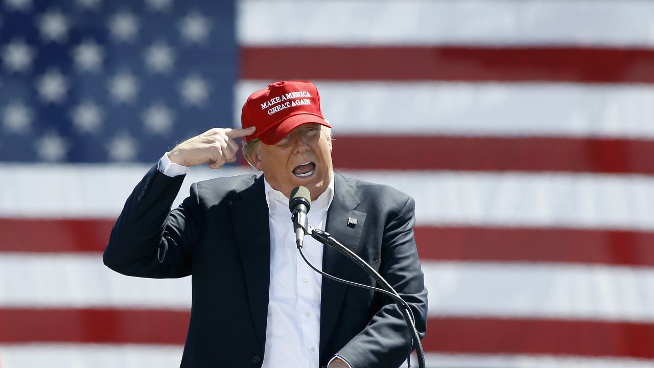 FOUNTAIN HILLS, AZ - MARCH 19:  Republican presidential candidate Donald Trump speaks to guest gathered at Fountain Park during a campaign rally on March 19, 2016 in Fountain Hills, Arizona. Trumps visit to Arizona is the second time in three months as he looks to gain the GOP nomination for President.