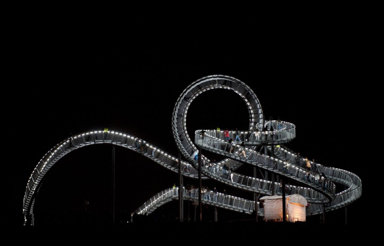 This one-of-a-kind staircase sculpture called "Tiger & Turtle-Magic Mountain" was created by German artists Heike Mutter and Ulrich Genth in Duisburg, western Germany. 