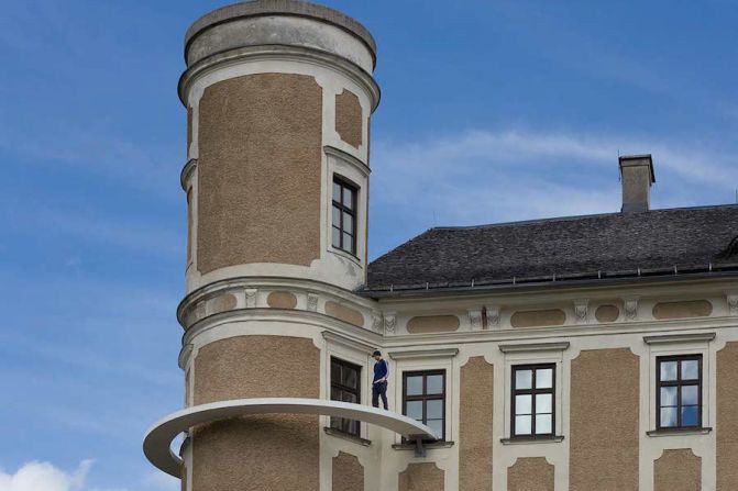 This unique staircase which hugs the side of a building was created by Adam Budak and Peter Pakesch. 