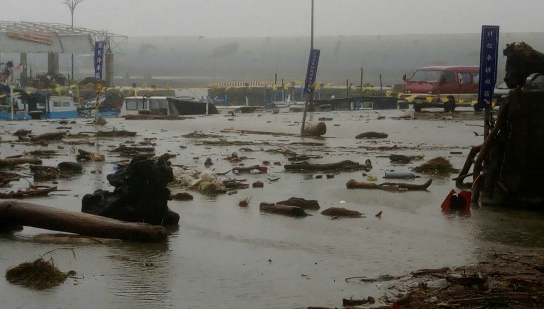 Storm damage seen in Fugang, southern Taiwan. 