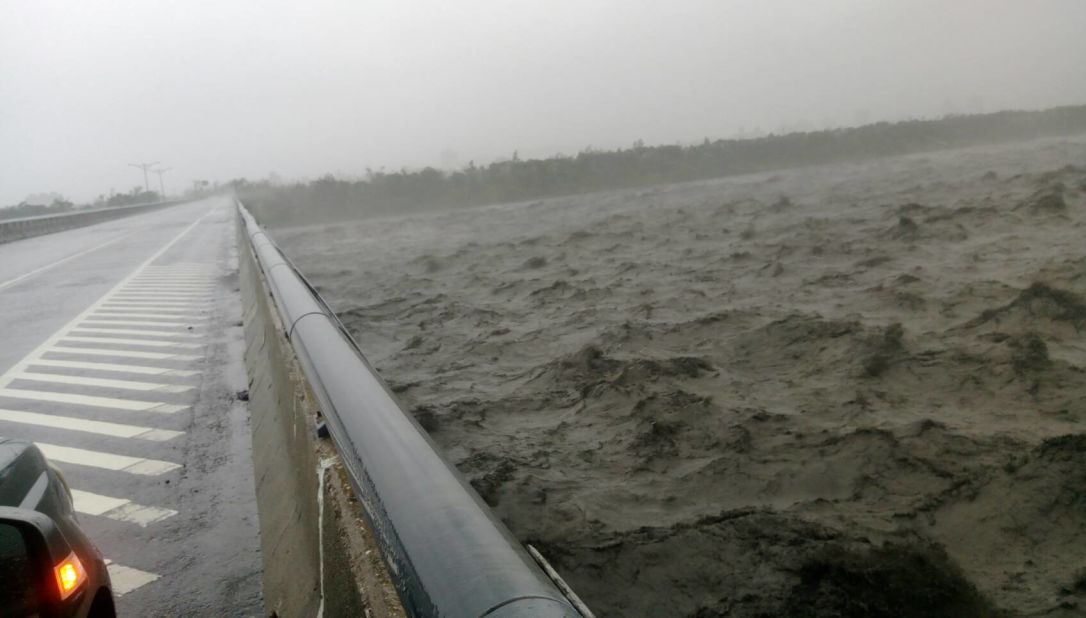 Rough waters seen from the Chung Hwa bridge in Taiwan's Taitung county. 