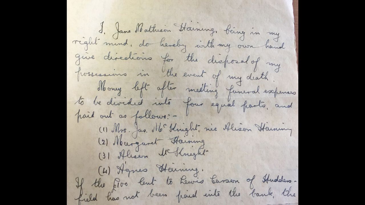 Haining's will, written in 1942,  shows she was well aware of the fact she was risking her life for the  girls