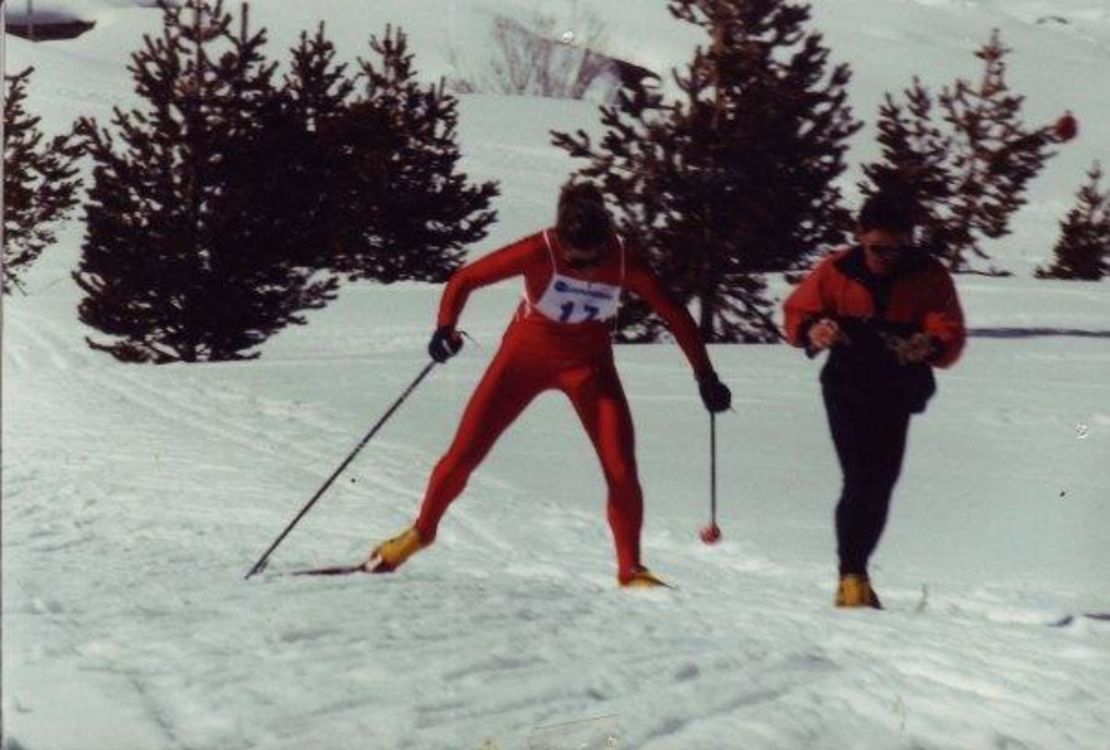 Janine Shepherd cross-country skiing.