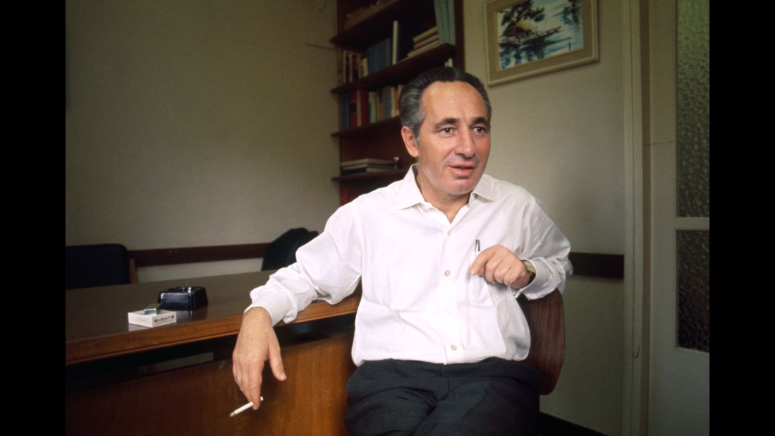 Peres retired from public office in 2014 after a seven-year term as President. By then, he had been in Israeli politics for more than half a century, holding virtually every position in the Cabinet and emerging as a staunch advocate for peace in the Middle East. Here, Peres sits in his office in Tel Aviv, Israel, in November 1969.