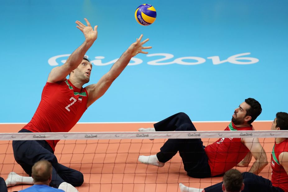 But on the sitting volleyball court, Mehrzad's height gives him a distinct advantage. 