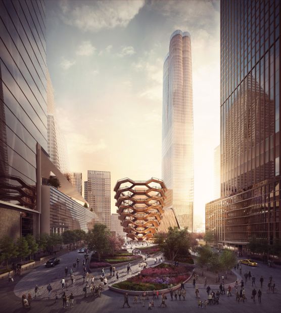 AKT II director Paul Hutter says the design for the Dubai Creek Harbour bridge was inspired by Thomas Heatherwick's spiral staircase "Vessel" in Hudson Yards, New York. 