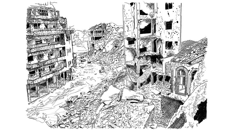  A neighborhood in Homs reduced to rubble