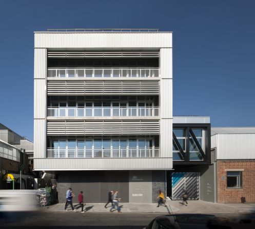 The industrial-style building is part of the Royal College of Art's expanding South London campus, which unites the college's fine art and applied arts programs. 