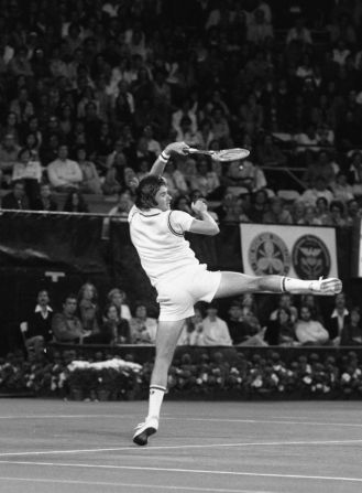Connors displays his athleticism on court at the US Open. He won two titles at Forest Hills and another three at Flushing Meadows.