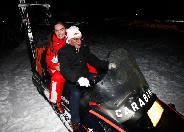 A keen family man, Ecclestone has two daughters from his second marriage to former model Slavica Radic. Here he travels on a snowmobile with the eldest, Tamara.