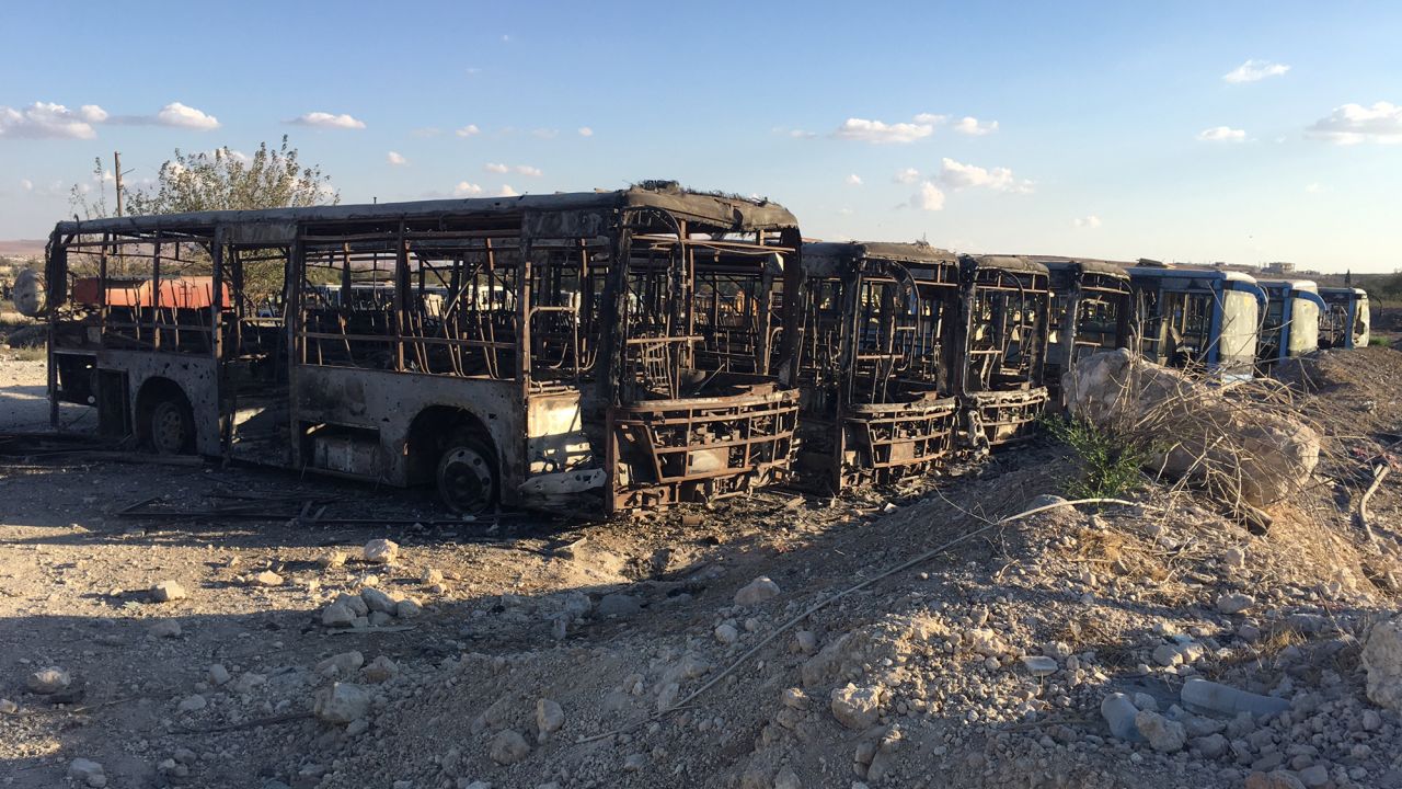 Major destruction at the Ramouseh bus depot.