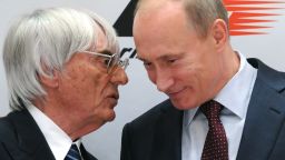 Russian Prime Minister Vladimir Putin (R) and Formula One racing director Bernie Ecclestone talk during a ceremony of signing an agreement to bring Formula One racing to Sochi for a Grand Prix Russia to be held in 2014, the same year the Black Sea resort hosts the Winter Olympics in Sochi on October 14, 2010. Putin, whose backing was crucial in Sochi winning the right to host the Games, is due in the city on Thursday to sign an agreement for work to begin on the construction of a new 200 million dollar circuit.    AFP PHOTO/ ALEXANDER NEMENOV (Photo credit should read ALEXANDER NEMENOV/AFP/Getty Images)
