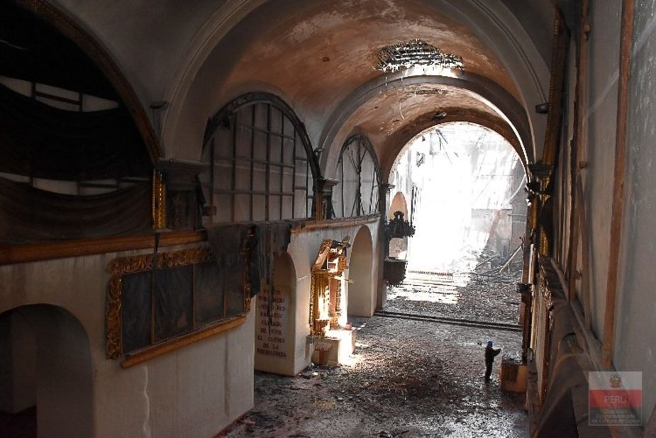 Authorities don't know what sparked the fire in the 17th-century church.