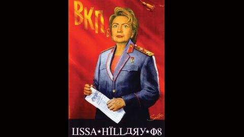 A portrait depicts Clinton as a Soviet leader.