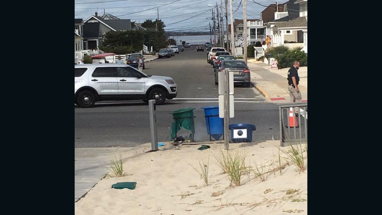 New Jersey Seaside Park garbage can explosion