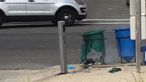 The explosion went off in a garbage can.