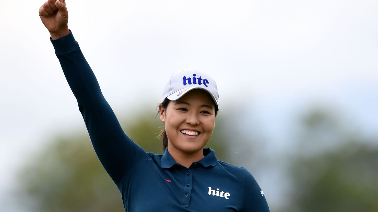 In-Gee Chun celebrates her third-round score of six under par.