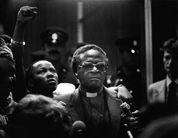 Tutu returns from a trip to the United Nations in April 1981. He was consecrated bishop of Lesotho in 1976. In 1978, he became the first black secretary general of the interdenominational South African Council of Churches.