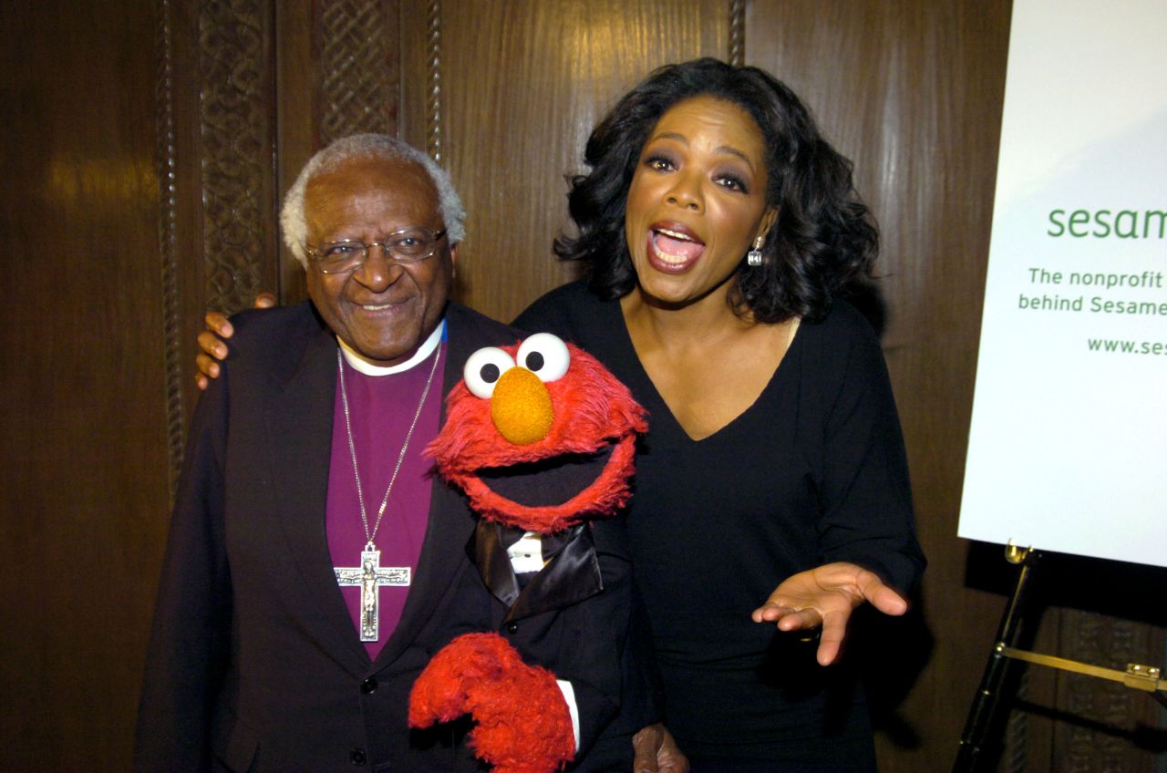 Tutu, Elmo and Oprah Winfrey appear at the Sesame Workshop's Benefit Gala in 2004.