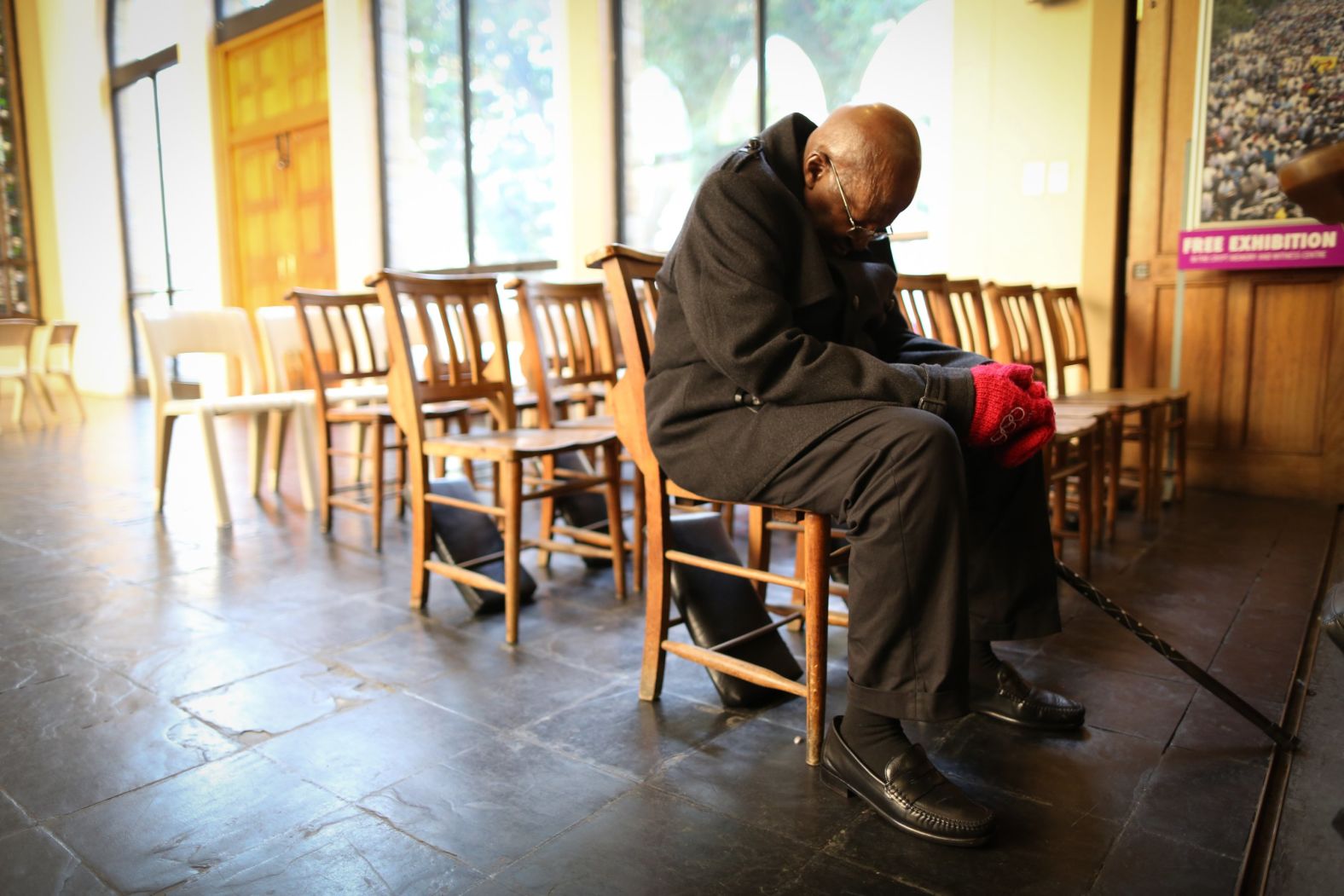 Tutu prays during a vigil in Cape Town for the victims of a mass shooting in Orlando in 2016.