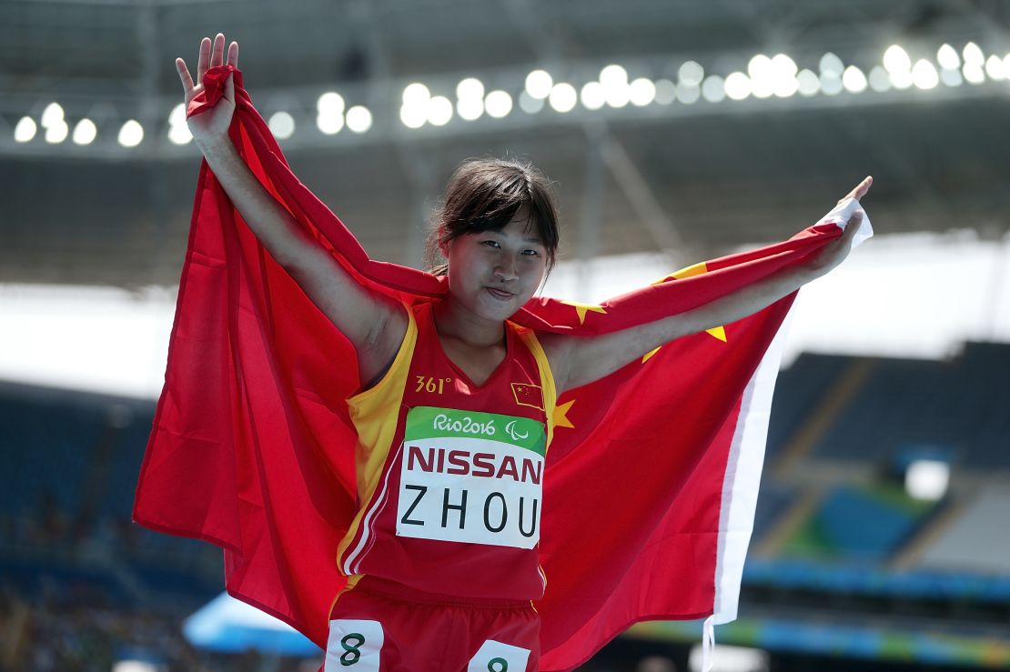 Seventeen-year-old Xia Zhou of China set a world record winning gold in the T35 200m.