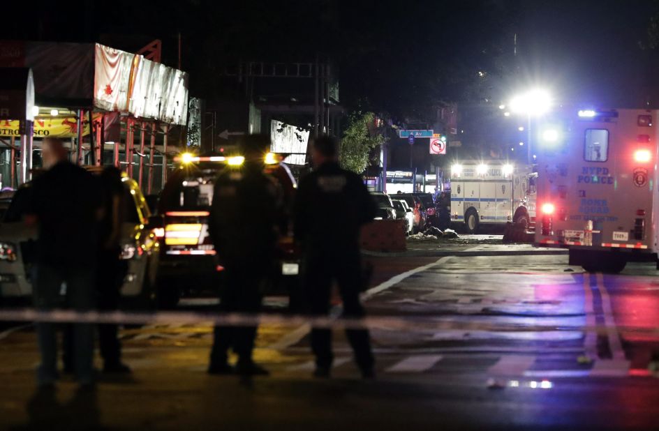 New York police at the scene of the explosion. 