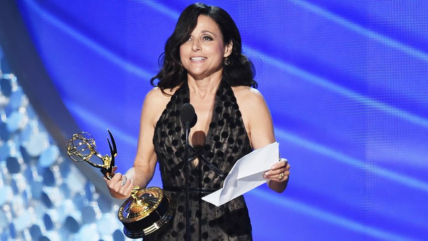 LOS ANGELES, CA - SEPTEMBER 18:  Actress Julia Louis-Dreyfus accepts Outstanding Lead Actress in a Comedy Series for 'Veep' onstage during the 68th Annual Primetime Emmy Awards at Microsoft Theater on September 18, 2016 in Los Angeles, California.  (Photo by Kevin Winter/Getty Images)