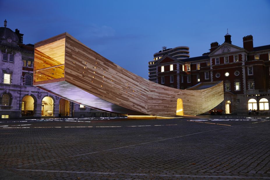 At London Design Festival last year, architect Alison Brooks revealed "The Smile": a 34-meter long structure which is the most complex structure ever to be made out of cross-laminated timber.