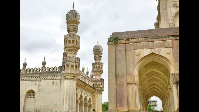 The tomb of Hayath Bakshi, right, sits next to the majestic Great Mosque.