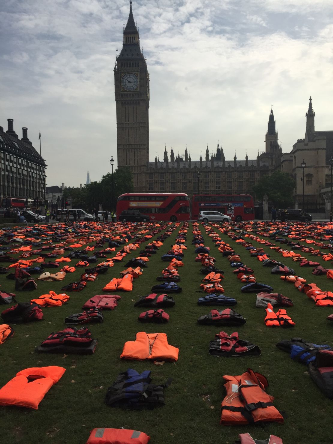 2500 lifejackets were on display in London.