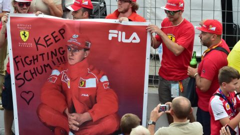 Ferrari supporters wish Schumacher well at Monza in 2014.