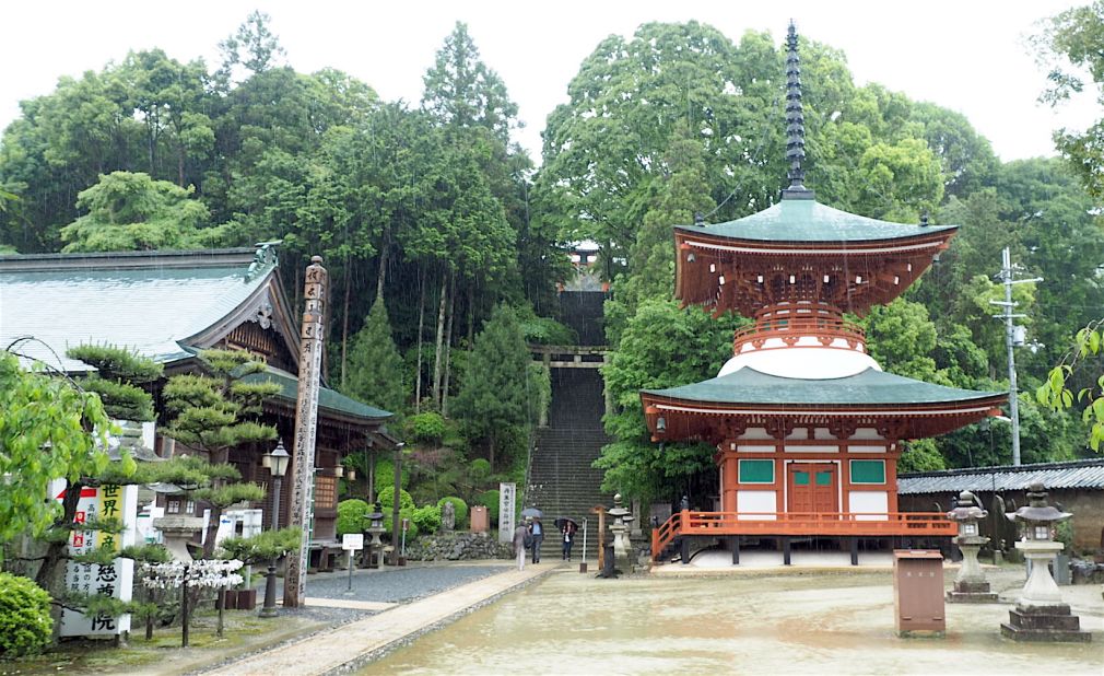 The temple marks the start of the Koyasan Choishi Michi trail, which lies atop of the pictured set of stairs. Designated a site of national importance in 1977, it's made up of 180 "choishi," or stone markers. 