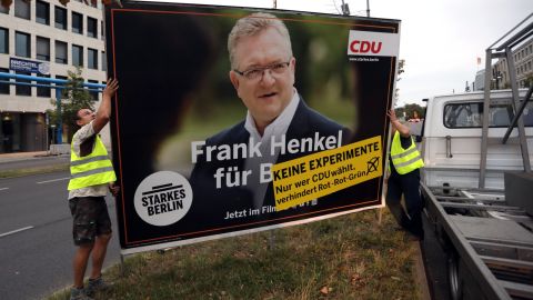 Berlin Christian Democrat Union candidate Frank Henkel saw his party slump to just 17.5% of the vote.