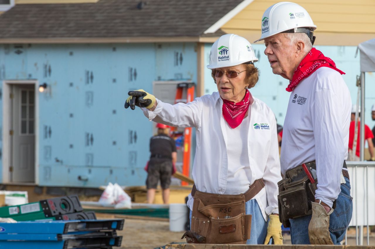 Jimmy & Rosalynn Carter at their work project in Memphis Tennessee in 2016.