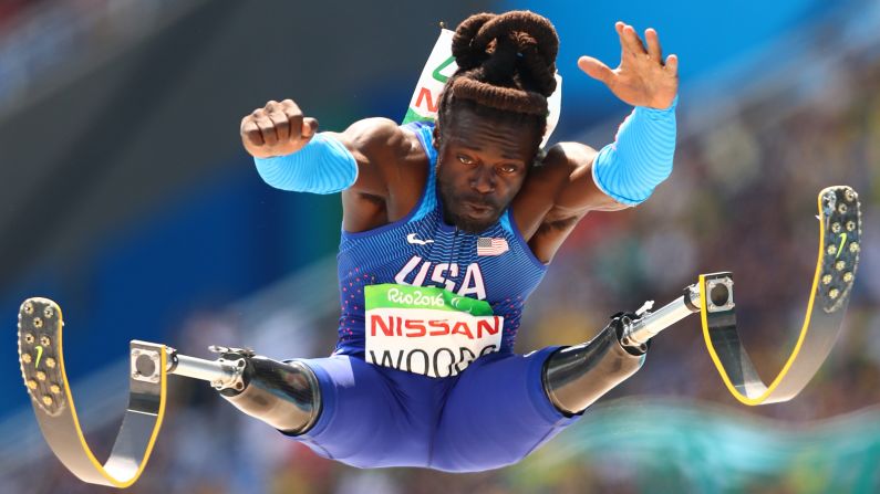 American athlete Regas Woods competes in the long jump during the Paralympic Games in Rio de Janeiro on Saturday, September 17. <a href="index.php?page=&url=http%3A%2F%2Fwww.cnn.com%2F2016%2F09%2F19%2Fsport%2Frio-2016-paralympics-memorable-moments-duplicate-2%2Findex.html" target="_blank">The memorable moments of the Rio Paralympics</a>