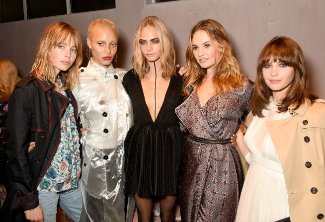 L-R: Edie Campbell, Adwoa Aboah, Cara Delevingne, Lily James and Felicity Jones