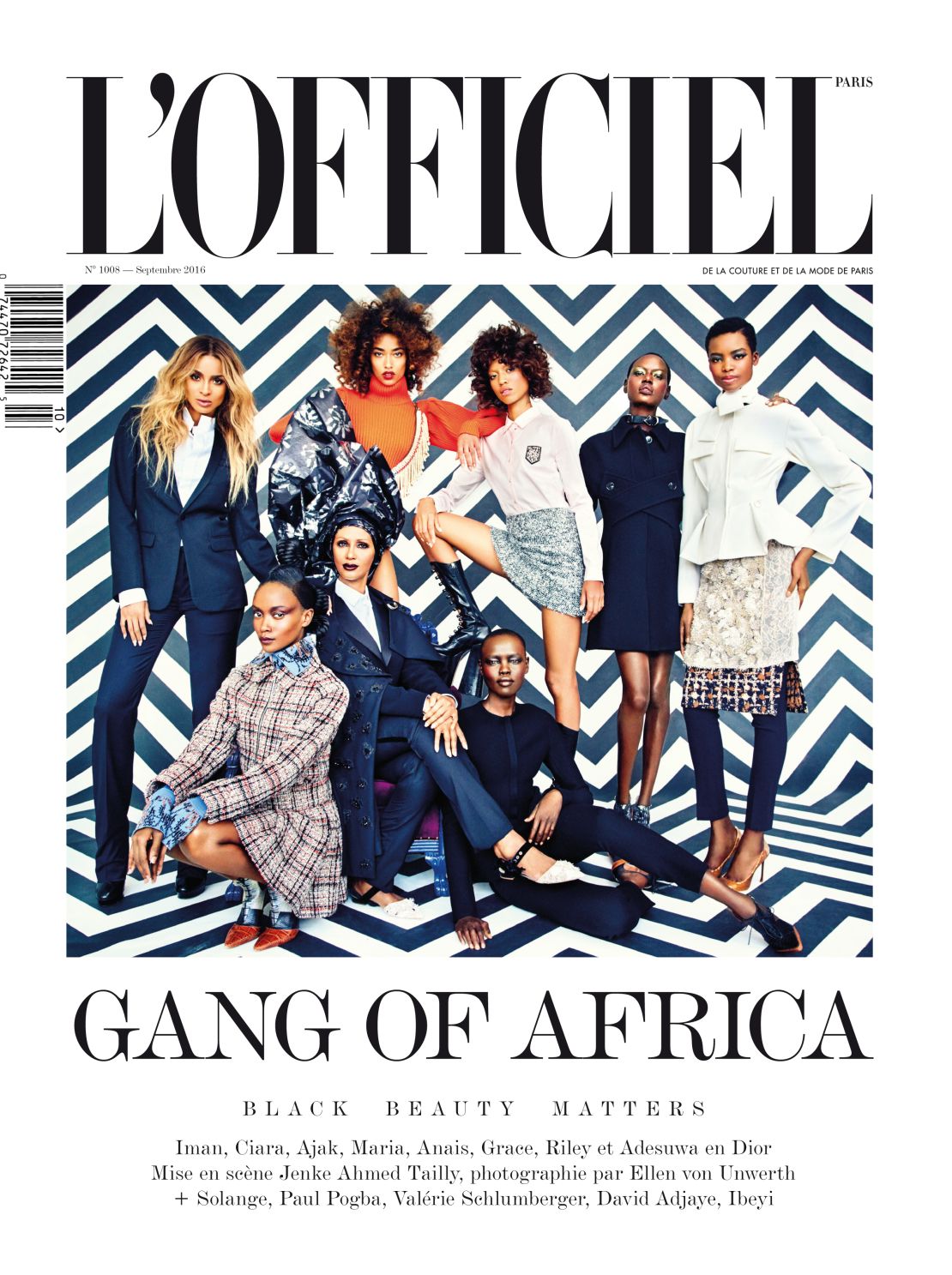 L'Officiel's "Gang of Africa" issue featuring Iman, Ajak Deng, Ciara, and Solange.