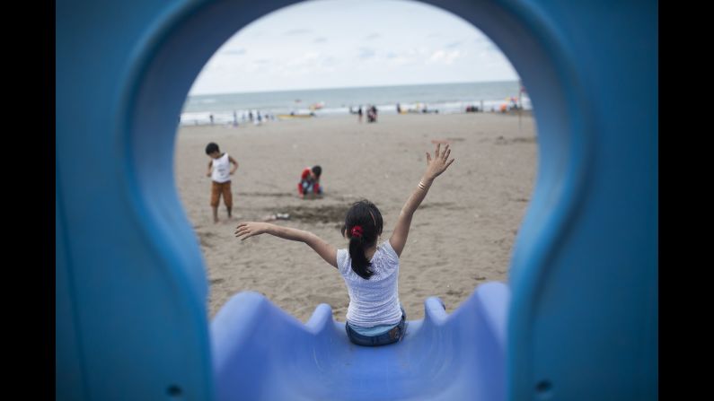 Doesn't matter where you are in the world, kids will always love slides -- and beaches. This stretch of sand near Anzali Port, northern Iran, looks out over the Caspian Sea, the world's largest inland body of water.