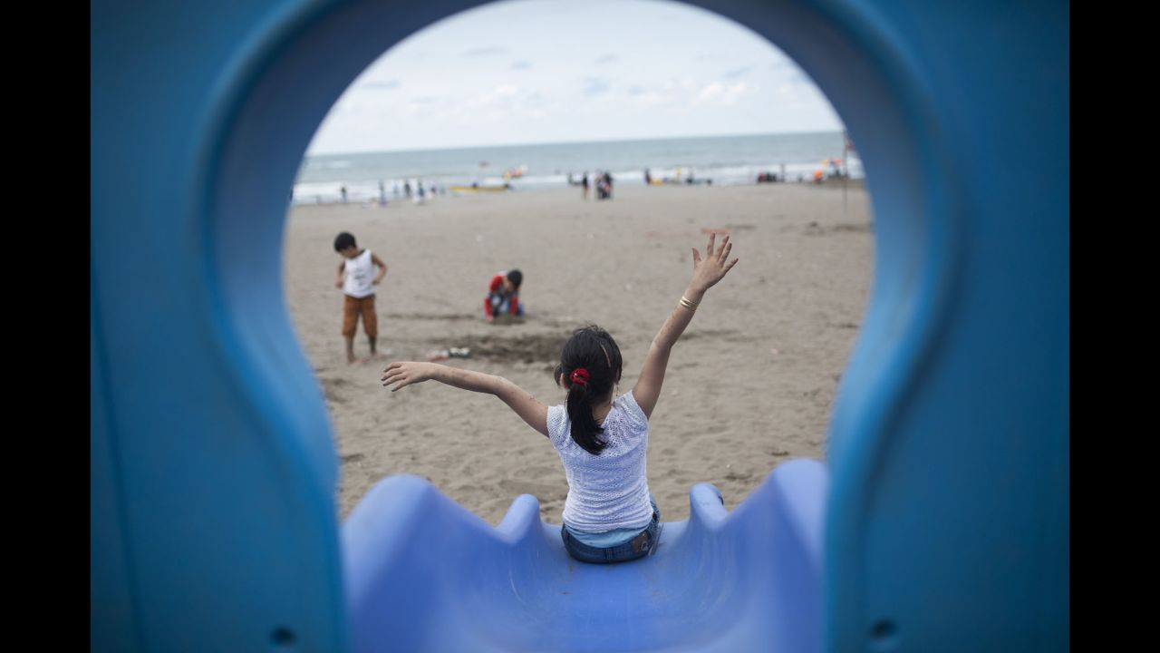 Doesn't matter where you are in the world, kids will always love slides -- and beaches. This stretch of sand near Anzali Port, northern Iran, looks out over the Caspian Sea, the world's largest inland body of water.