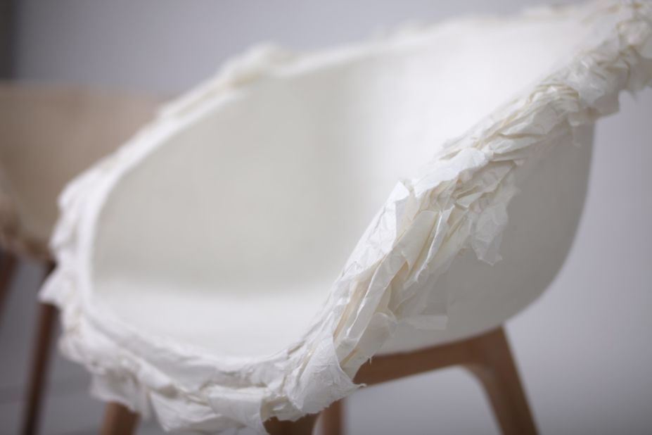This chair is made using paper.