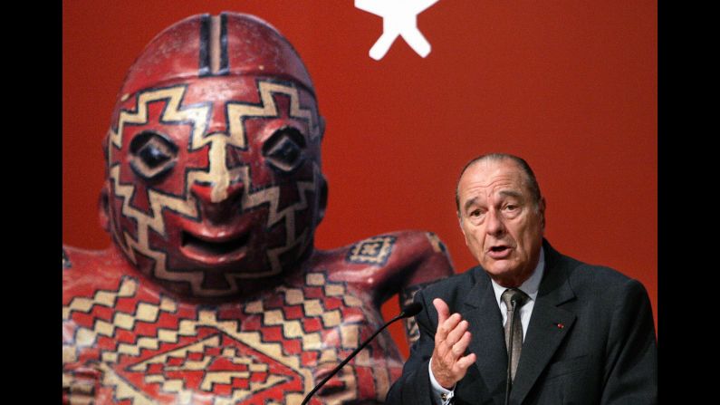 Chirac gives a speech as he inaugurates a museum in Paris in 2006. Chirac left office in 2007 instead of running for a third term.