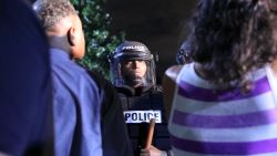 Police officers face off with protestors, September 21, in Charlotte, North Carolina.