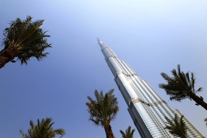 Dubai's Burj Khalifa building is the world's tallest tower. An excellent example of the "International Style" of skyscraper -- essentially, a prismatic glass facade wrapped around around a central core.