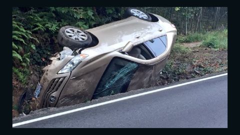 The driver wasn't seriously injured after a spider caused her to lose control and wreck her car in Portland