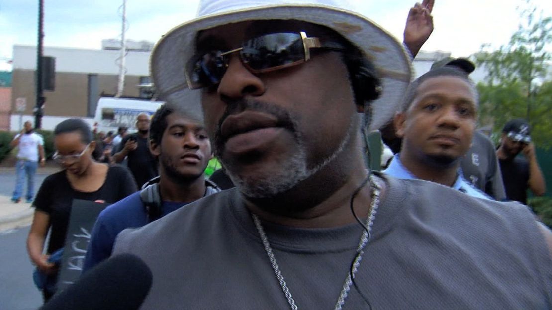 Roy Pegram protests in Charlotte, North Carolina, on Wednesday.