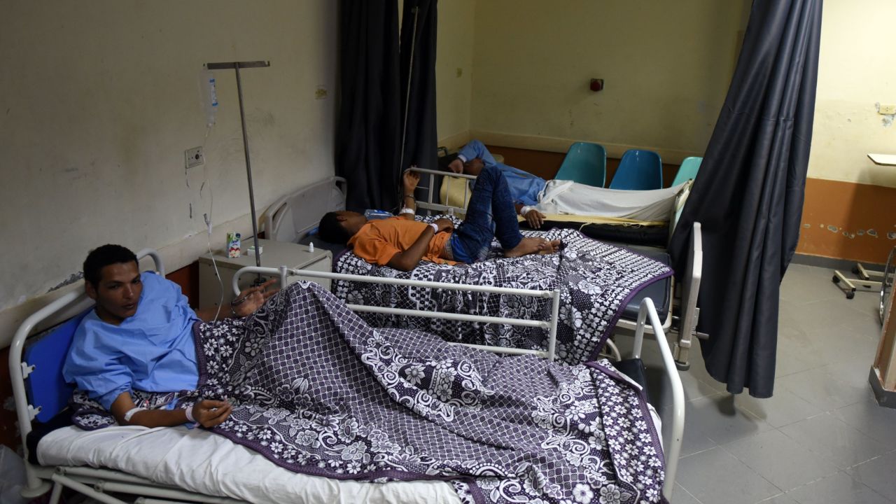 Survivors from the capsized boat in a hospital in Rashid.