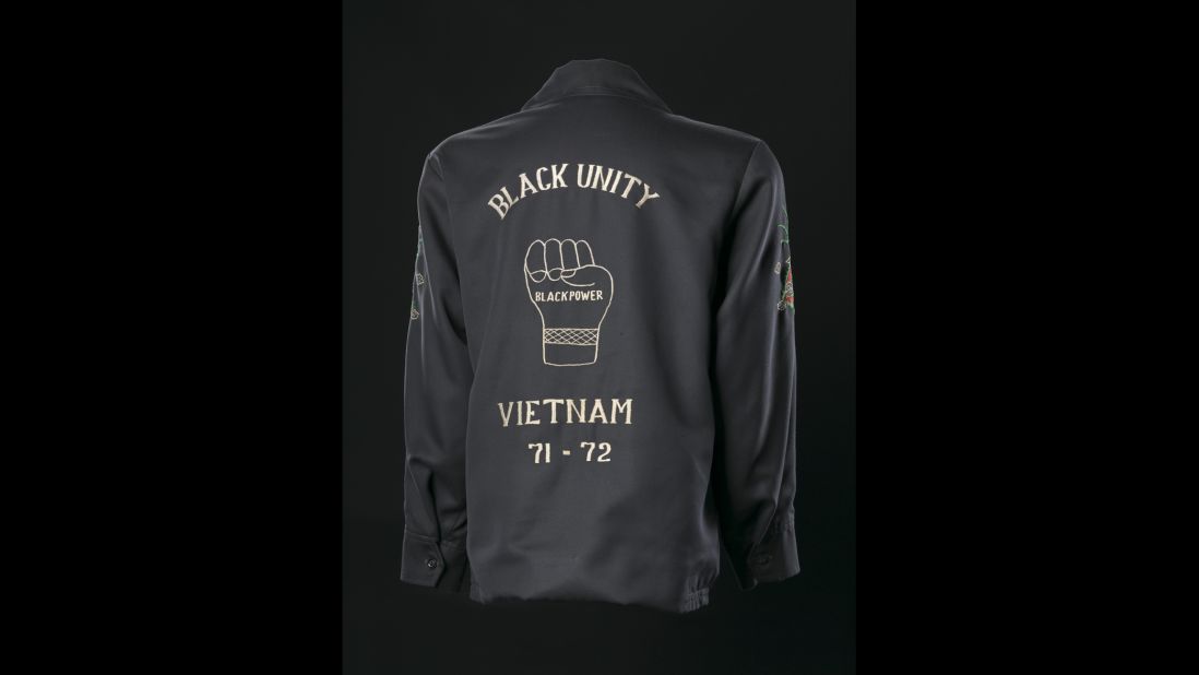 American soldiers fighting in Vietnam would often buy Vietnam tour jackets, and black soldiers' jackets often had an embroidered message about black unity and black power.