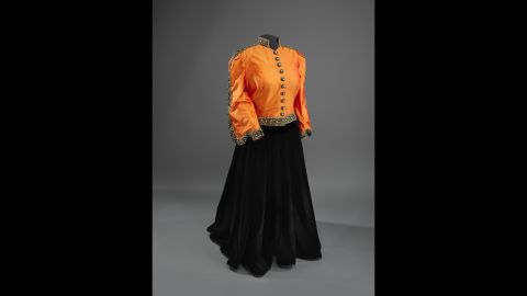 Singer Marian Anderson made history when she sang at the Lincoln Memorial, where first lady Eleanor Roosevelt invited her to perform after the Daughters of the Revolution would not let her sing at Constitution Hall. The skirt and decorative trim are original to the 1939 outfit. The rest was added in 1993. 