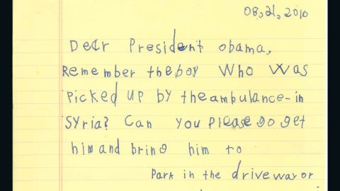 In his letter to Obama, Alex offered to teach Omran how to ride a bike.